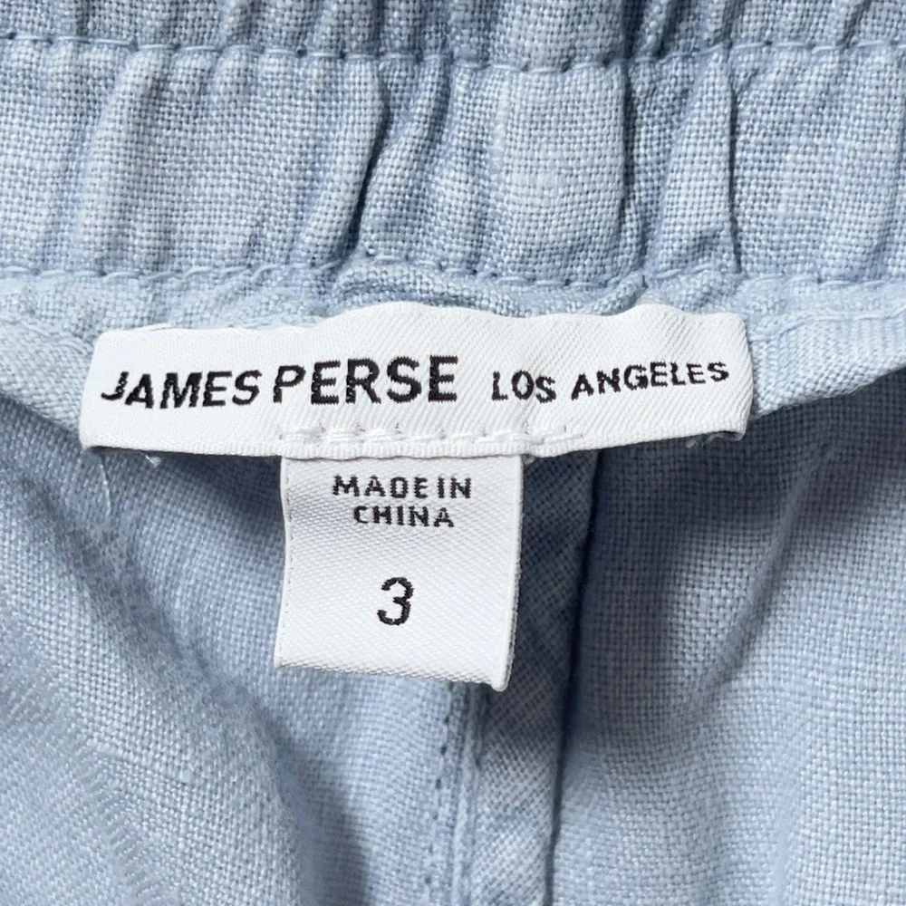 James Perse Linen Drawstring Pants Mens Sz 3 Blue Relaxed Straight Leg